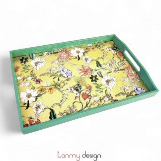 Rectangle lacquer tray hand-painted with floral pattern 28*40*H4 cm